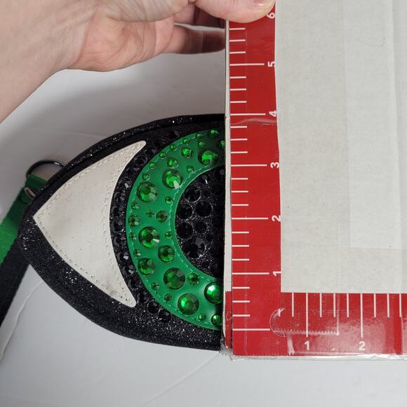 Bath & Body Works Eyeball Clutch Glittery Black Green Gems Cosmetic Bag NWT - Picture 9 of 11